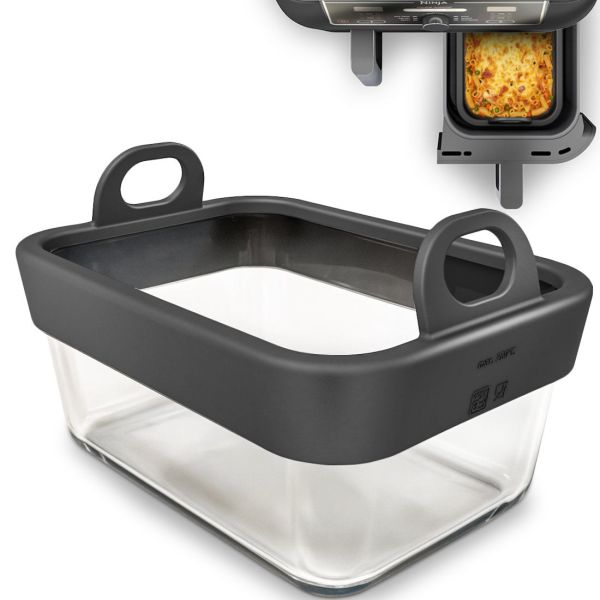VentiFry Glasauflaufform für Airfryer mit Silikongriffen